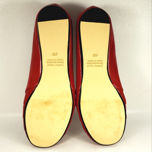 Array Red Leather, Slip On, Round Toe, Ballet Flats. Women's Size 6 W - Picture 9 of 10